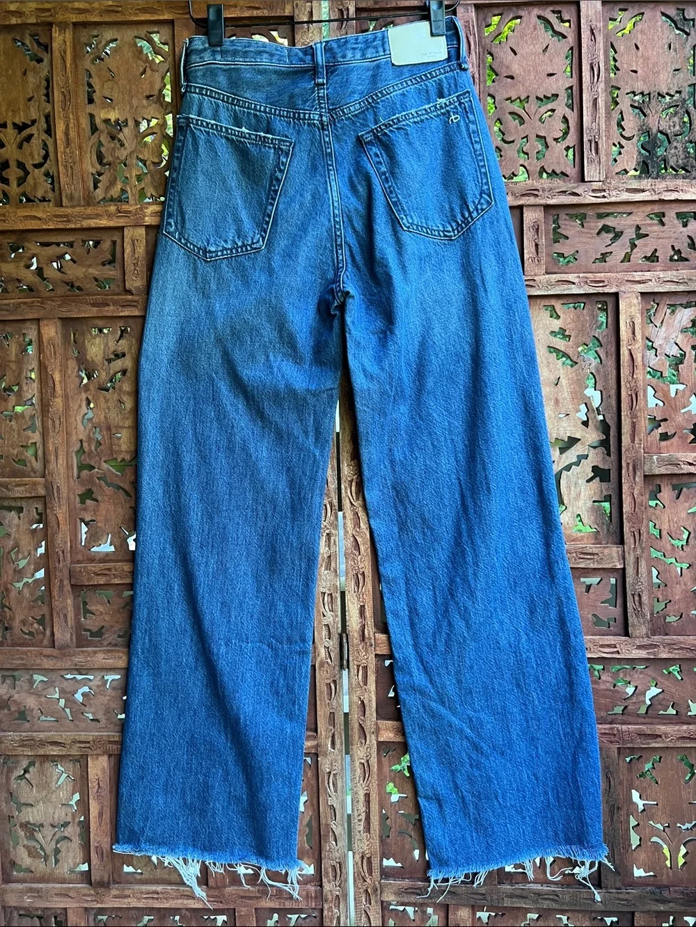 rag & bone High-Rise Wide Leg Jeans in Deep Blue Denim